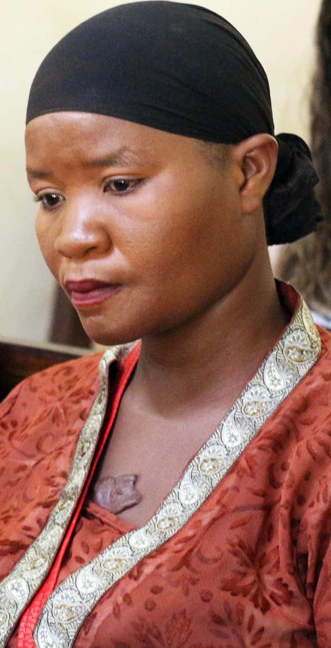 Kakai Annet, who lost her son Elijah, after attending the Serving His Children