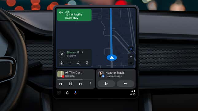 A photo of the new Android Auto on portrait mode