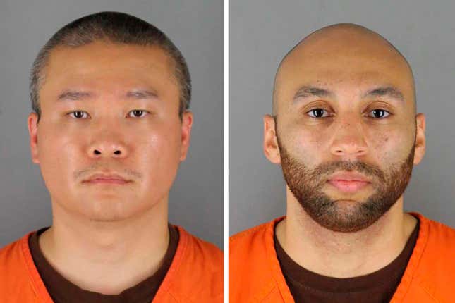 This combo of photos provided by the Hennepin County Sheriff’s Office in Minnesota, show Tou Thao, left, and J. Alexander Kueng. A federal judge on Wednesday, July 27, 2022, sentenced the two former Minneapolis police officers who were convicted of violating George Floyd’s civil rights to lighter terms than recommended in sentencing guidelines. Kueng was sentenced to three years in prison and Tou Thao was sentenced to 3 and a half years.