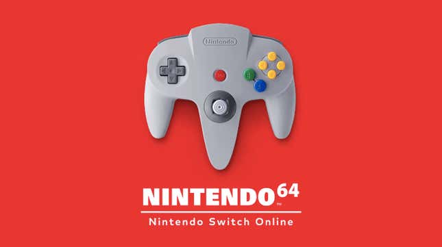 An N64 controller over a red background.