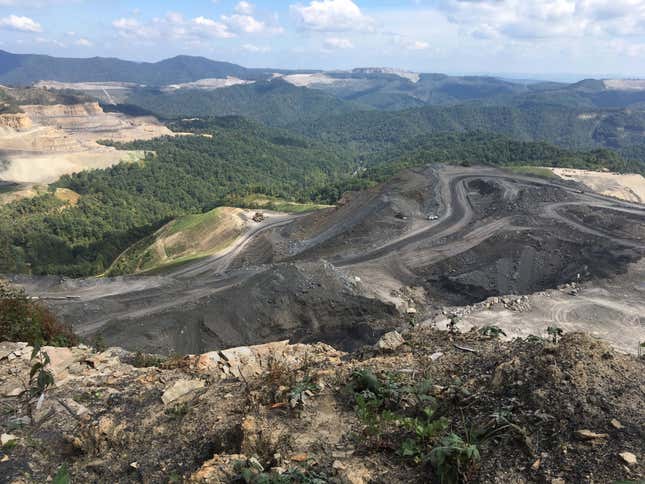 The Middle Ridge surface coal mine, which cut off part of Coal River Mountain in Raleigh County, in southern West Virginia.