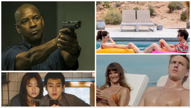 Clockwise from top left: The Equalizer (Sony), Palm Springs (Hulu), Triangle Of Sadness (Neon), Parasite (Neon)