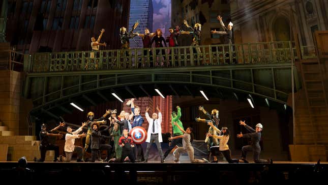 Captura de pantalla de Rogers: The Musical del primer episodio de Hawkeye de Marvel.