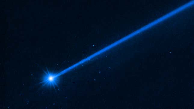 Hubble Space Telescope image of the asteroid Dimorphos taken on December 19, 2022, nearly four months after the asteroid was struck by NASA’s DART mission.