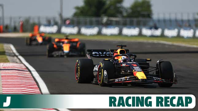 Max Verstappen of the Netherlands driving the (1) Oracle Red Bull Racing RB19 leads the field during the F1 Grand Prix of Hungary at Hungaroring on July 23, 2023 in Budapest, Hungary.
