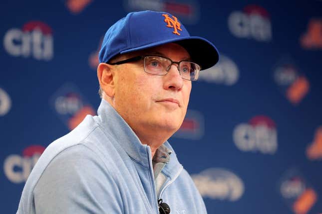 Jun 28, 2023; New York City, New York, USA; New York Mets owner Steve Cohen speaks to the media during a press conference before a game against the Milwaukee Brewers at Citi Field.
