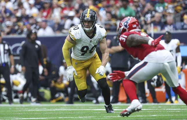 Pittsburgh Steelers linebacker T.J. Watt (90) warms up wearing My