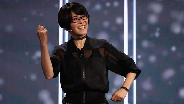Ikumi Nakamura poses on stage at E3 2019.