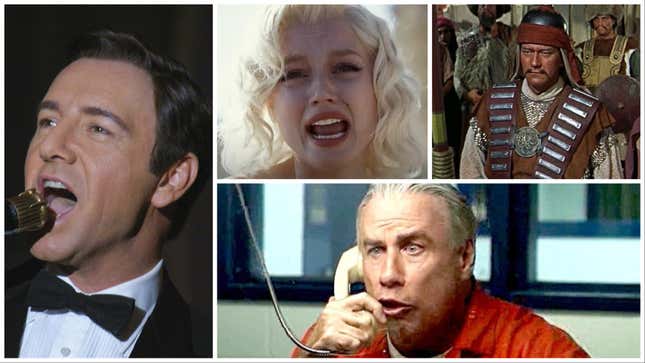 Clockwise from left: Beyond The Sea (Lionsgate), Blonde (Netflix), The Conqueror (RKO Radio Pictures), Gotti (Vertical Entertainment)