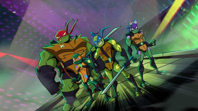 The Ninja Turtles in 2022's Rise of the Teenage Mutant Ninja Turtles: The Movie.