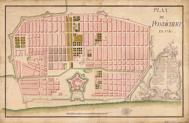 The 1741 plan of Pondichery.