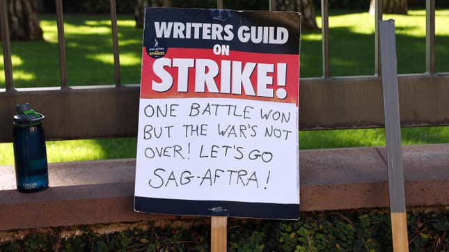 A WGA picket sign