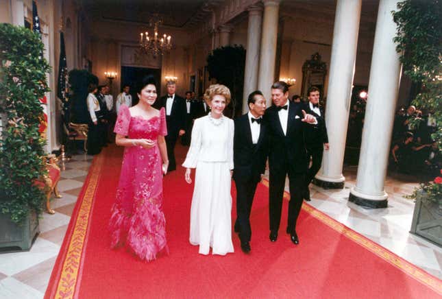 Imelda Marcos wears the terno during a White House state visit.