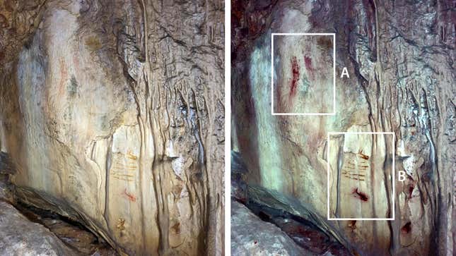 Two artworks in the cave.