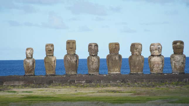 Moai on Rapa Nui, pictured in August 2022.