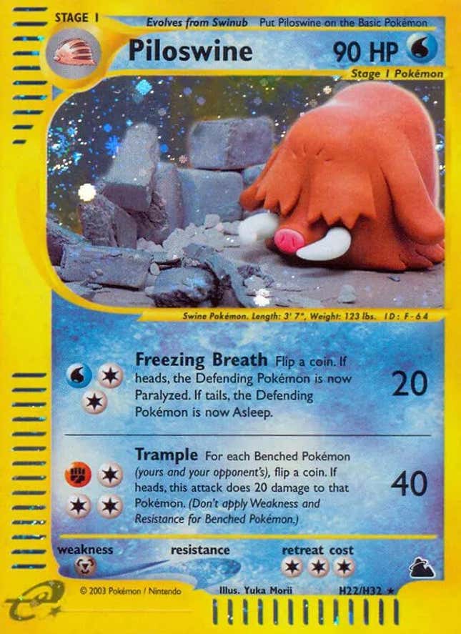 A Piloswine Pokemon card.