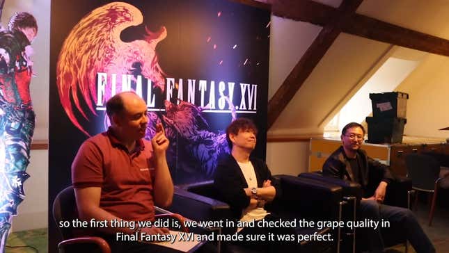 Final Fantasy XVI's leads answer questions about grapes.