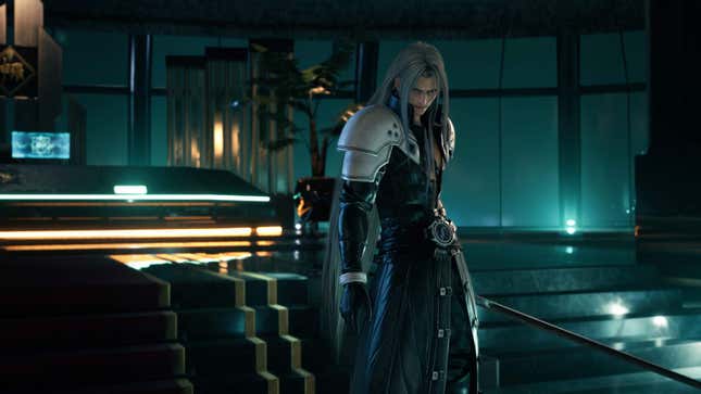 Sepiroth looking sullen, scary, and sexy in the Final Fantasy VII remake.