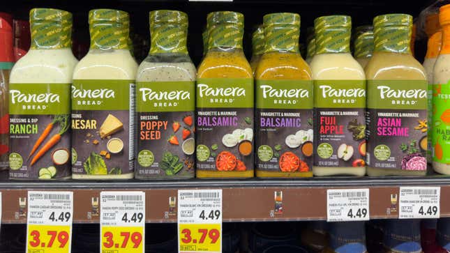 Panera Bread dressing bottles at grocery store