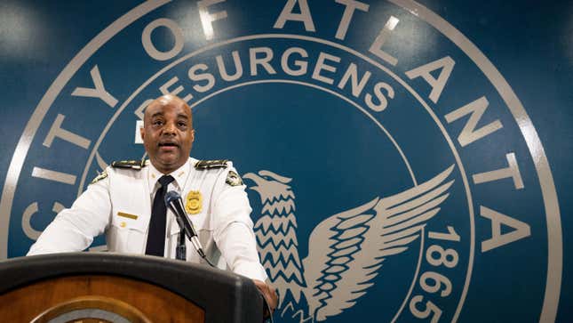 Atlanta Deputy Police Chief Charles Hampton Jr. speaks at a press conference. 