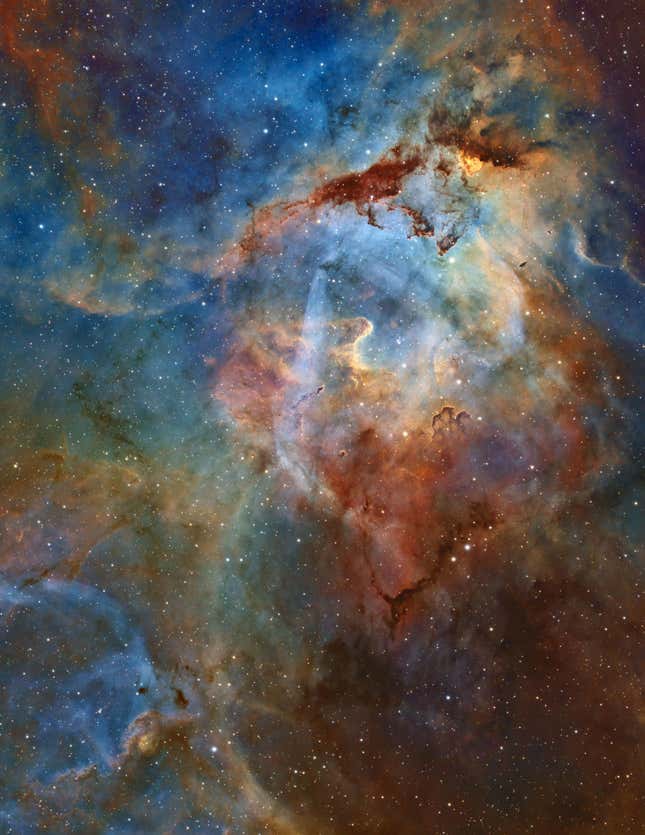The Sh2-132 complex, near the borders of the constellations Cepheus and Lacerta.