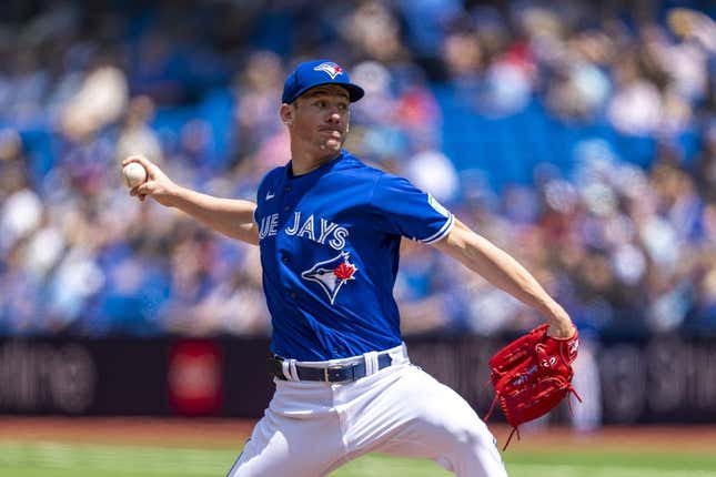 Jul 20, 2023; Toronto, Ontario, CAN; Toronto Blue Jays starting pitcher Chris Bassitt (40) pitches to the San Diego Padres during the first inning at Rogers Centre.