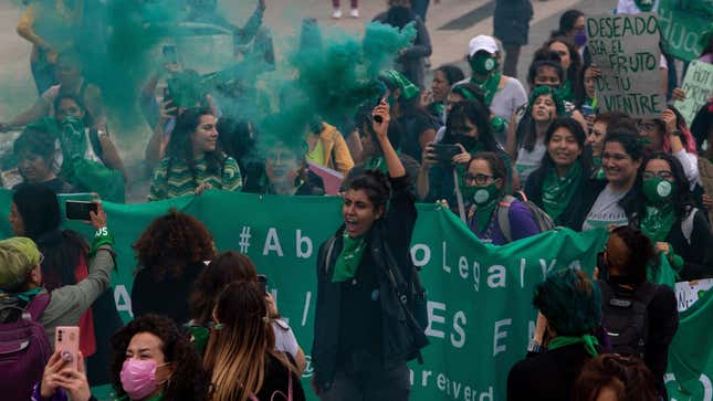 Protestors rally for International Safe Abortion Day on September 28, 2022, in Mexico City, Mexico.