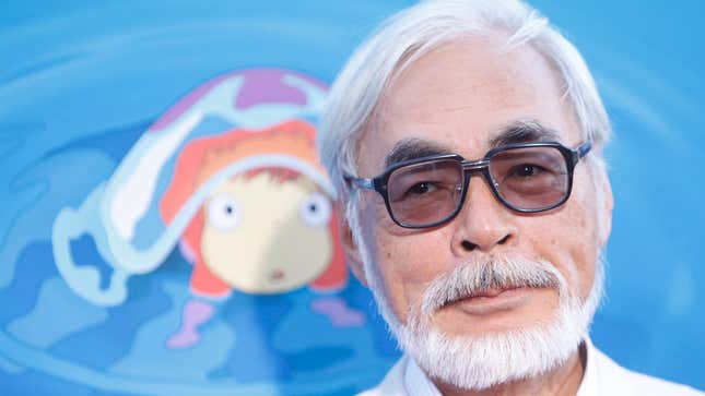 A photo shows Hayao Miyazaki at a screening of Ponyo.
