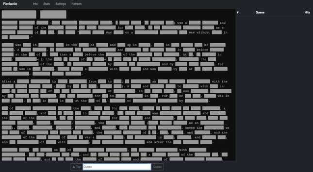 A screenshot of Redactle