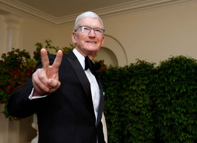 Apple CEO Tim Cook arrives at the White House on June 22, 2023