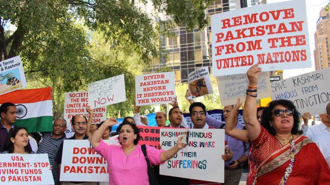 Protesters gathered outside the United Nations on Wednesday, September 21, 2016.