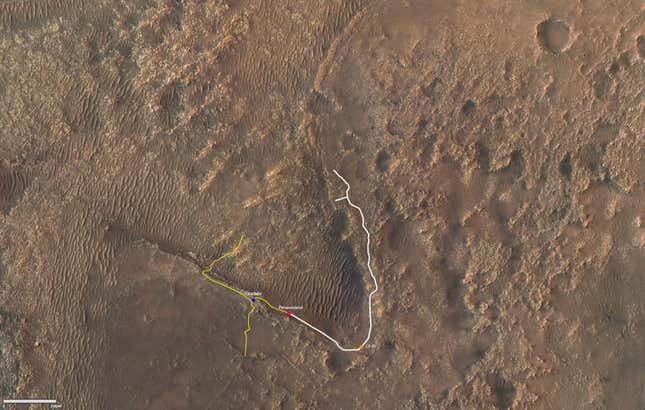 A map of Perseverance rover's path on Mars.