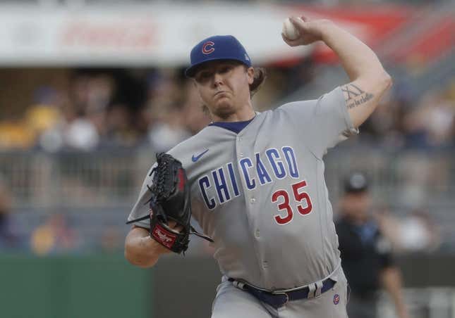 Chicago Cubs' Justin Steele throws during the first inning of a