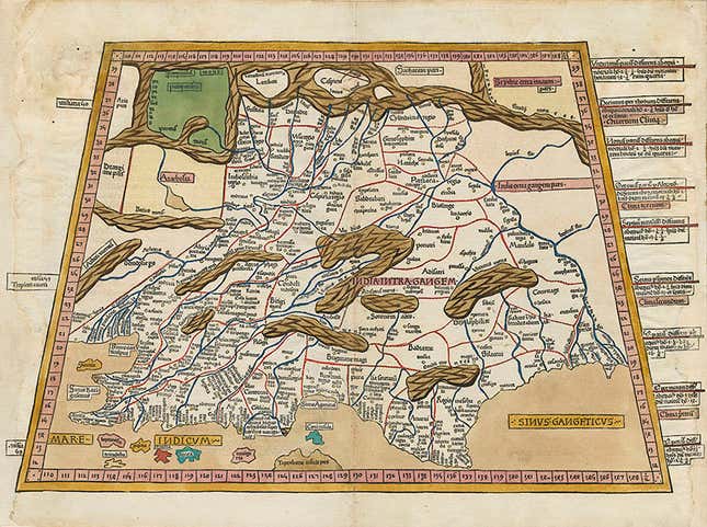 Nicolas Germanus’s Ptolemaic India, 1482.