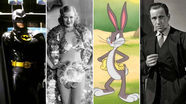 From left: Michael Keaton in Batman; a showgirl from Gold Diggers of 1933; Bugs Bunny; and Humphrey Bogart as Sam Spade.