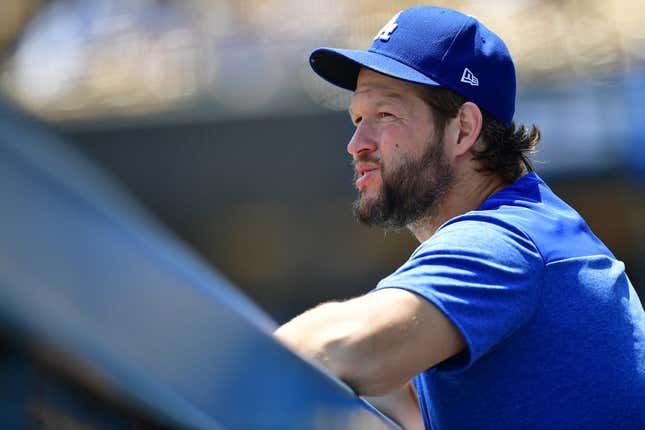 May 17, 2023; Los Angeles, California, USA; Los Angeles Dodgers starting pitcher Clayton Kershaw (22) before the game against the Minnesota Twins at Dodger Stadium.