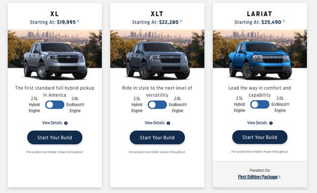 Image for article titled Ford Brings Back Small Cheap Trucks With The $20,000 2022 Ford Maverick And It's A Hybrid