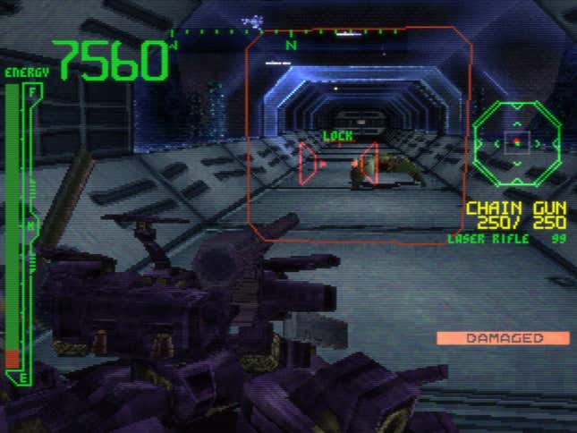 A mech locks onto a target.