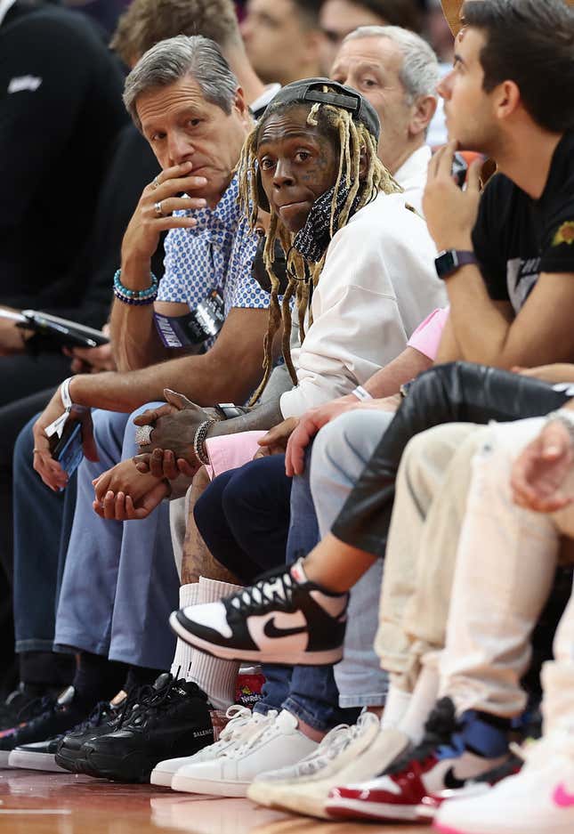 Lil Wayne attends Game Seven of the Western Conference Second Round NBA Playoffs at Footprint Center on May 15, 2022 in Phoenix, Arizona.
