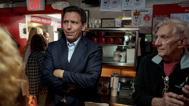 DeSantis visits Red Arrow Diner, a traditional campaign stop for presidential candidates visiting the Manchester, New Hampshire, area on May 19, 2023.