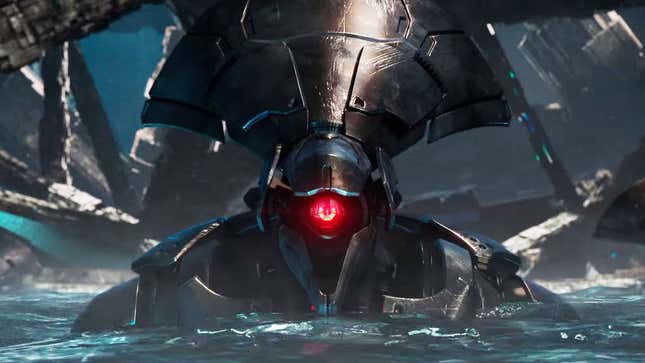 An image of a Vex robot warrior from Destiny. 