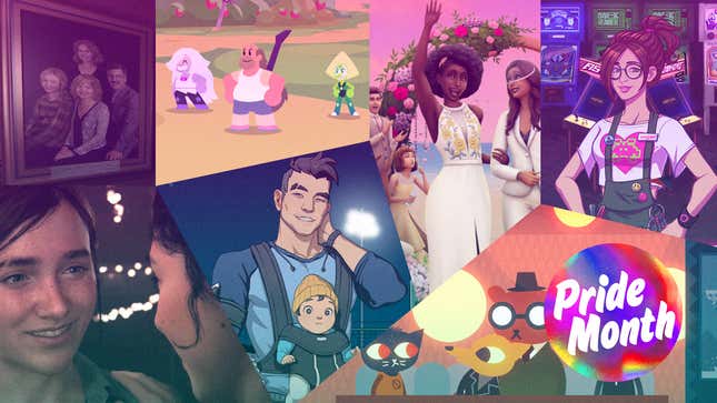 (Clockwise from bottom-left): The Last Of Us II (Naughty Dog/Sony Computer Entertainment); Gone Home (The Fullbright Company); Steven Universe: Save The Light (Cartoon Network); The Sims 4 (EA/Maxis); Arcade Spirits (PQube); Night In The Woods (Secret Lab/Finji); Dream Daddy (Game Grumps)