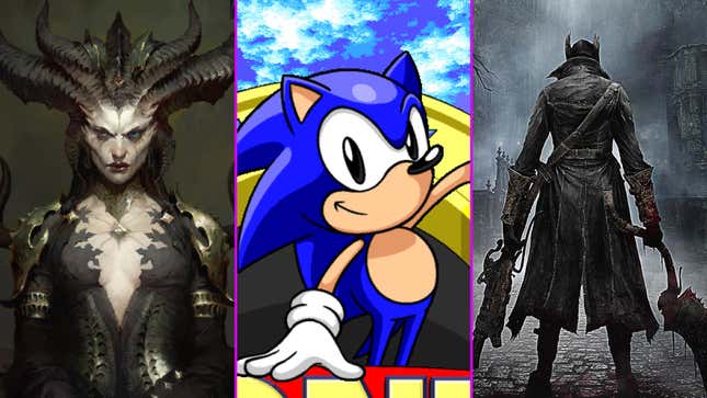 Lilith, Sonic, and Bloodborne Guy are arranged in a composite image.