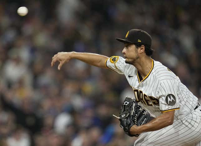 Yu Darvish of the San Diego Padres throws a pitch against the