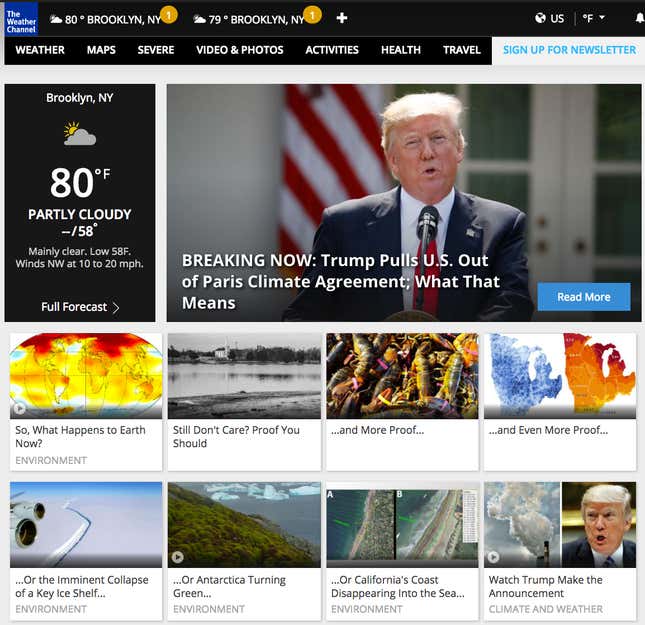 Image for article titled Weather.com is trolling Trump with “proof,” “more proof,” and “even more proof” of climate change