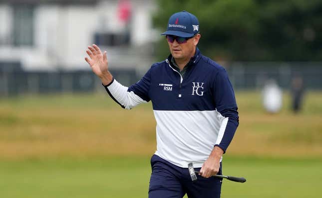 July 21, 2023; Hoylake, ENGLAND, GBR; Zach Johnson reacts after a putt on the second hole during the second round of The Open Championship golf tournament at Royal Liverpool.