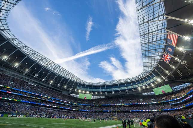 Tottenham Hotspur Stadium is shown during the Green Bay Packers game against the New York Giants. The New York Giants beat the Green Bay Packers 27-22.

Nfl International Series New York Giants At Green Bay Packers