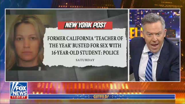 Image for article titled Fox News Host Calls Teacher&#39;s Alleged Statutory Rape of Her Male Student &#39;Heroic&#39;