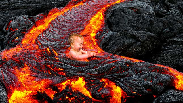 Image for article titled Safety Campaign Teaches New Parents That Babies Can Die In Just 1 Or 2 Inches Of Lava