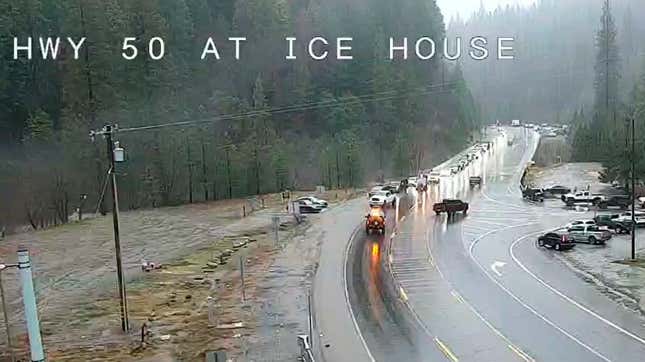 Traffic camera video still showing flooding